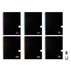 bismark university cuaderno espiral a4 80 hojas 90grs cuadricula 5x5 hojas microperforadas tapa negra resistente forrada