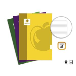 golden basic pack de 10 libretas grapadas a4 50 hojas 60grs pautada 3.5 colores surtidos