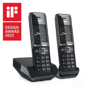 gigaset comfort 550 duo telefono inalambrico dect + 1 supletorio identificador de llamadas manos libres control de volumen color negro