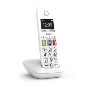 gigaset e290 telefono inalambrico dect pantalla grande en b/n teclas con numeros grandes volumen con funcion amplificador color blanco