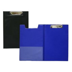 biskmark carpeta de pvc con pinza superior metalica tamaño folio bolsillo interior colores azul/negro aleatorios