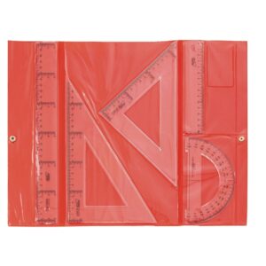 safta pack de 5 reglas de dibujo estuche de plastico con broche colores aleatorios rojo y azul