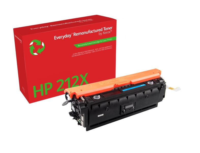 xerox everyday hp w2121x cyan cartucho de toner remanufacturado reemplaza 212x
