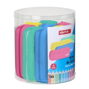 safta conjunto 8 estuches silicona con purpurina cuadrados 27x23cm colores surtidos