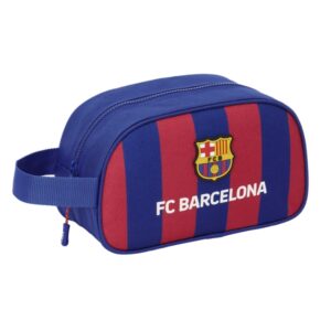 safta f.c. barcelona neceser 1 compartimento asa de mano 26x15x12cm color rojo y azul