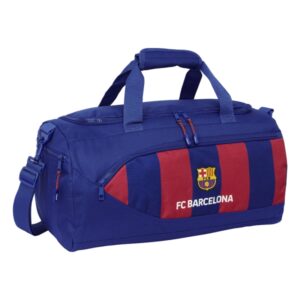 safta f.c. barcelona bolsa deporte bandolera ajustable asa de mano fondo semirigido extraible 50x25x25cm tacos protectores color rojo y azul