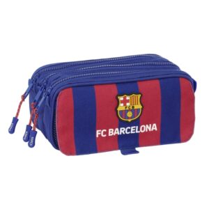 safta f.c. barcelona estuche portatodo 3 compartimentos 21.5x10x8cm color rojo y azul