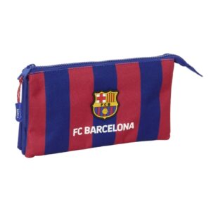 safta f.c. barcelona estuche portatodo 3 compartimentos 22x12x3cm color rojo y azul