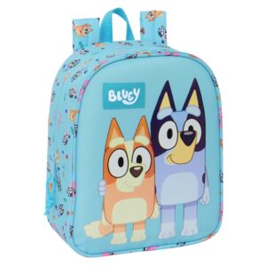 safta bluey mochila guarderia adaptable a carro asa de mano 22x27x10cm color azul claro