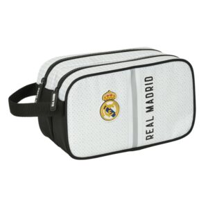 safta real madrid 1ª equipacion 24/25 neceser 2 compartimentos asa de mano 26x15x12.5cm color blanco/negro