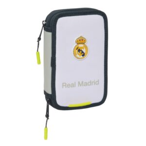 safta real madrid 1ª equipacion 24/25 plumier 28 pcs 2 compartimentos 28 piezas 12.5x19.5x4cm color blanco/negro