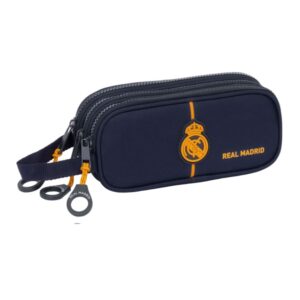 safta real madrid 2ª equipacion 24/25 estuche portatodo 3 compartimentos asa de mano 21x8.5x7cm color azul marino
