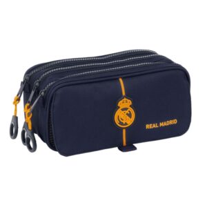 safta real madrid 2ª equipacion 24/25 estuche portatodo 3 compartimentos 21.5x10x8cm color azul marino
