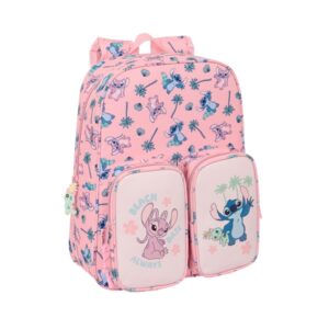 safta stitch beach mochila infantil bolsillos adaptable a carro asa de mano 26x34x11cm color rosa