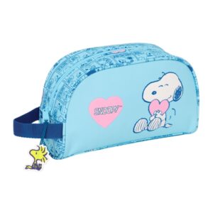 safta snoopy love neceser adaptable a carro 1 compartimento asa de mano 26x16x9cm color azul claro