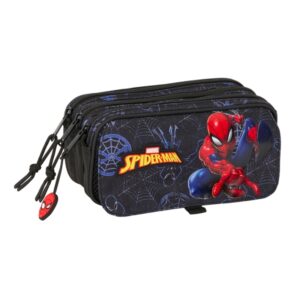 safta spider man attack estuche portatodo 3 compartimentos 21.5x10x8cm color negro