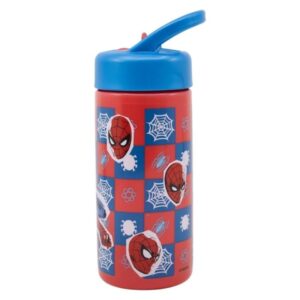 safta spider man attack botella 410ml pvc sin bpa 7.4x17.8x6.4cm color rojo y azul