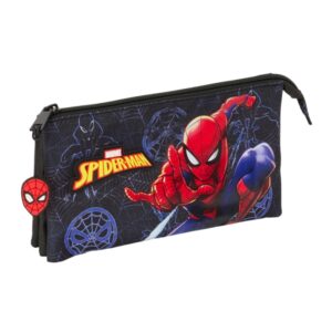 safta spider man attack estuche portatodo 3 compartimentos 22x12x3cm color negro
