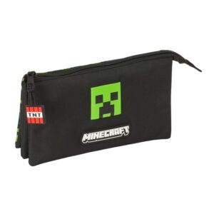 safta minecraft tnt estuche portatodo 3 compartimentos 22x12x3cm color negro