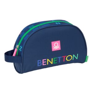 safta benetton damero neceser 1 compartimento asa de mano 28x18x10cm color azul marino