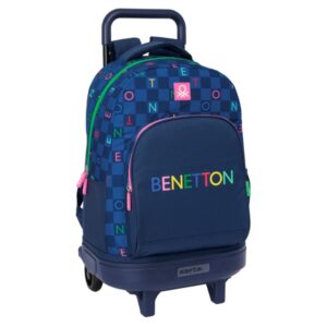 safta benetton damero mochila con carro integrado extraible para facilitar su limpieza base reforzada asa extraible 33x45x22cm color azul marino