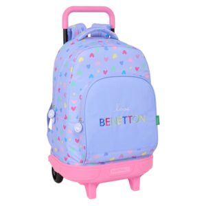 safta benetton mochila con carro integrado extraible para facilitar su limpieza base reforzada asa extraible 33x45x22cm color lila
