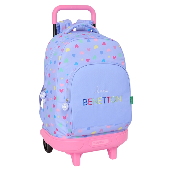 safta benetton mochila con carro integrado extraible para facilitar su limpieza base reforzada asa extraible 33x45x22cm color lila