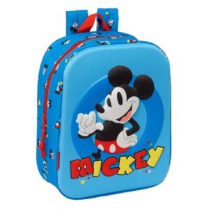 safta mickey mouse mochila guarderia 3d asa de mano compartimento principal con cremallera 22x27x10cm color azul