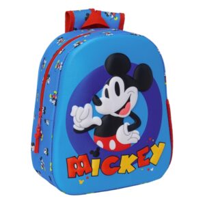 safta mickey mouse mochila asa de mano portabotellas lateral 27x33x10cm color azul