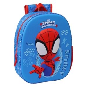 safta spidey mochila guarderia 3d asa de mano compartimento principal con cremallera 22x27x10cm color azul/rojo