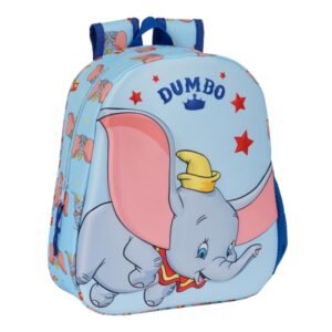 safta dumbo mochila 3d asa de mano portabotellas lateral 27x33x10cm color azul claro