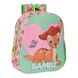 safta bambi mochila 3d asa de mano portabotellas lateral 27x33x10cm color verde pastel