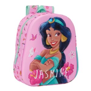 safta jasmine mochila 3d asa de mano portabotellas lateral 27x33x10cm color rosa