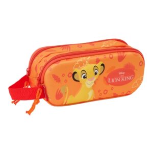 safta el rey leon estuche portatodo 3d 2 compartimentos asa de mano 21x8x6cm color naranja