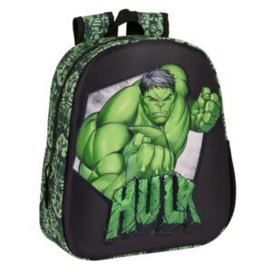 safta hulk mochila 3d asa de mano portabotellas lateral 27x33x10cm color negro/verde