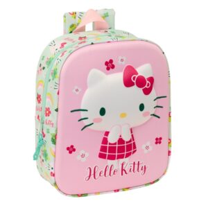 safta hello kitty mochila guarderia 3d asa de mano compartimento principal con cremallera 22x27x10cm color rosa