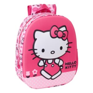 safta hello kitty mochila 3d asa de mano portabotellas lateral 27x33x10cm color rosa