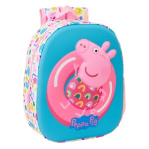 safta peppa pig mochila 3d asa de mano portabotellas lateral 27x33x10cm color azul/rosa