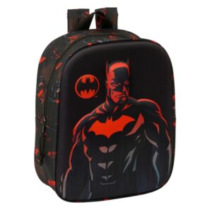 safta batman mochila guarderia 3d asa de mano compartimento principal con cremallera 22x27x10cm color negro