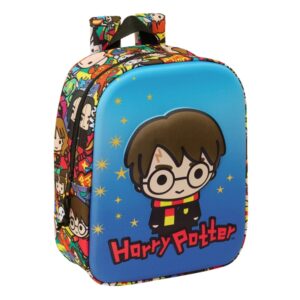 safta harry potter mochila guarderia 3d asa de mano compartimento principal con cremallera 22x27x10cm color azul
