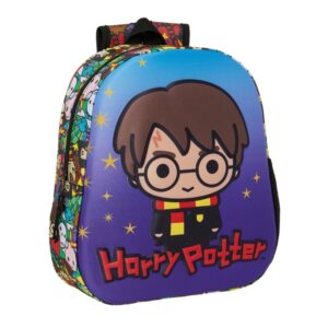 safta harry potter mochila 3d asa de mano portabotellas lateral 27x33x10cm color azul
