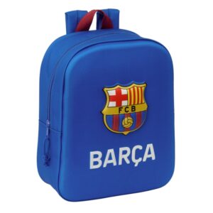 safta f.c. barcelona mochila guarderia 3d asa de mano compartimento principal con cremallera 22x27x10cm color azul