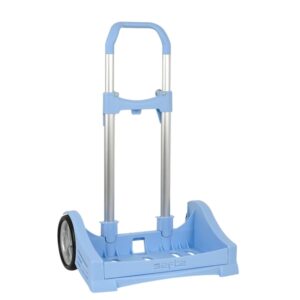 safta evolution carro portamochilas sujecion universal ruedas de 14cm antivibracion aluminio/pp 40x85x28cm color azul claro