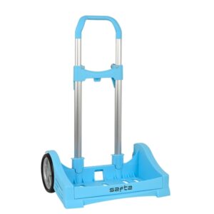 safta evolution carro portamochilas sujecion universal ruedas de 14cm antivibracion aluminio/pp 40x85x28cm color azul claro