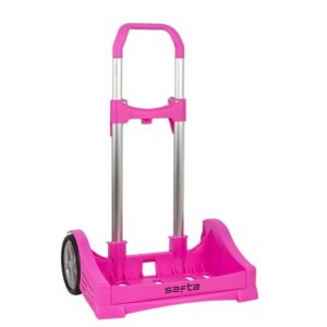 safta evolution carro portamochilas sujecion universal ruedas de 14cm antivibracion aluminio/pp 40x85x28cm color magenta