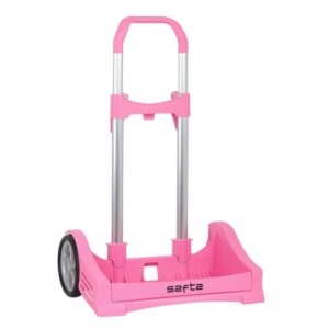 safta evolution carro portamochilas sujecion universal ruedas de 14cm antivibracion aluminio/pp 40x85x28cm color rosa
