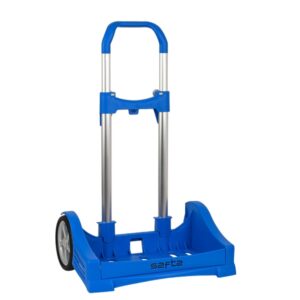 safta evolution carro portamochilas sujecion universal ruedas de 14cm antivibracion aluminio/pp 40x85x28cm color azul