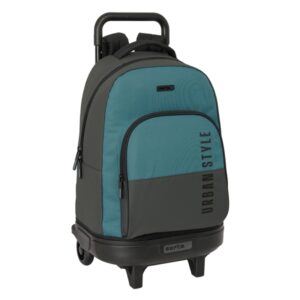 safta urban style mochila con carro integrado extraible para facilitar su limpieza base reforzada asa extraible 33x45x22cm color negro/verde