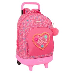 safta feeling mochila con carro integrado extraible para facilitar su limpieza base reforzada asa extraible 33x45x22cm color rosa