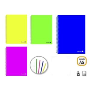 golden pack de 8 cuadernos a5 120 hojas 90gr cuadricula 5x5 hojas microperforadas con banda de color y 2 taladros tapa polipropileno colores surtidos